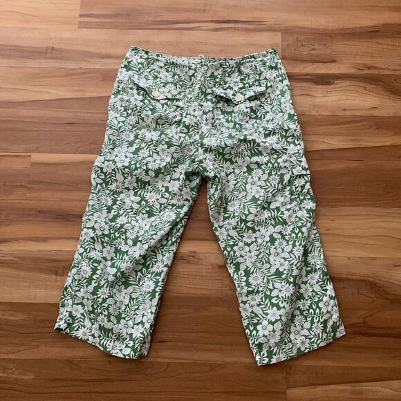 Liz Claiborne Sloane Size 12 Women’s Capri Green Floral Print Cargo Pants - Picture 5 of 10